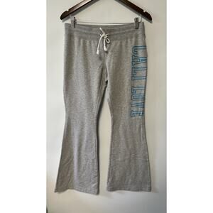Y2K Old Navy Flare Sweatpants Women Medium Gray Spell out Low Rise Cali Love